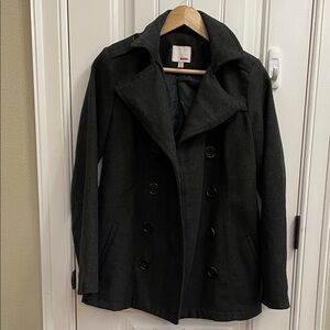 BONGO Charcoal Double-Breasted Pea Coat